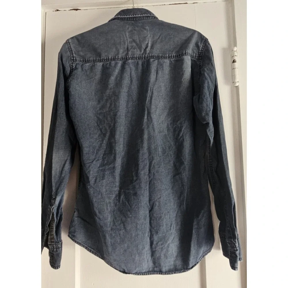 KILLER JEANS dark wash button up denim shirt dual‎ chest pockets Mens M